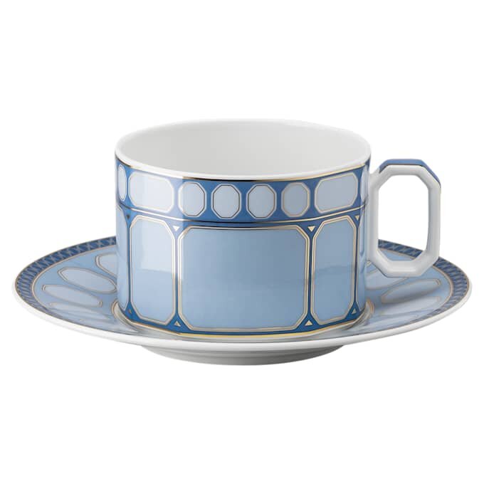 Čajový šálek se podšálkem Signum, porcelán, modrý Čajový šálek se podšálkem Signum, porcelán, modrý