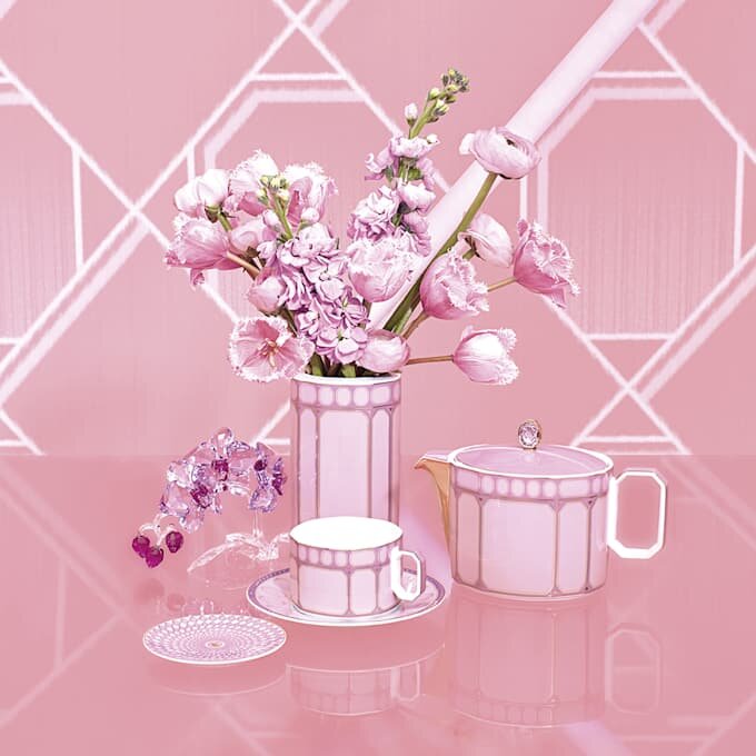 Čajový šálek Signum s podšálkem, porcelán, růžový Čajový šálek Signum s podšálkem, porcelán, růžový