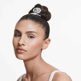 Sponka do vlasů Ariana Grande X Swarovski s broušenými krystaly typu baguette, bílá, pokovená rhodiem