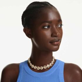 Una Angelic Choker s kulatým briliantovým výbrusem, karamelová, pozlacená