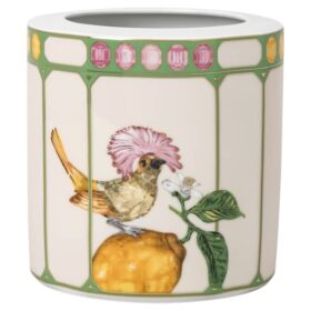 Váza Idyllia z porcelánu, motiv s krystalovým potiskem, mucholapka, střední, vícebarevná