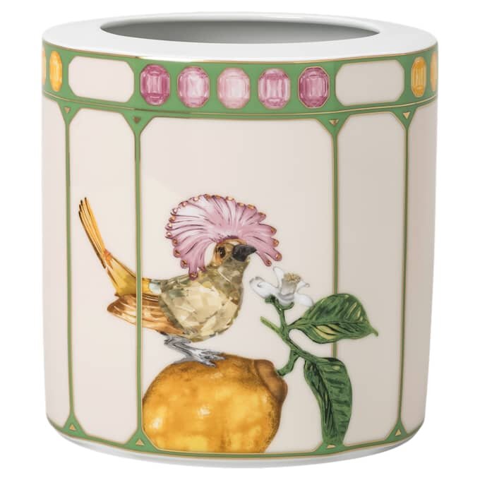 Váza Idyllia z porcelánu, motiv s krystalovým potiskem, mucholapka, střední, vícebarevná Váza Idyllia z porcelánu, motiv s krystalovým potiskem, mucholapka, střední, vícebarevná