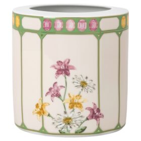 Váza Idyllia z porcelánu, motiv s krystalovým potiskem, mucholapka, střední, vícebarevná
