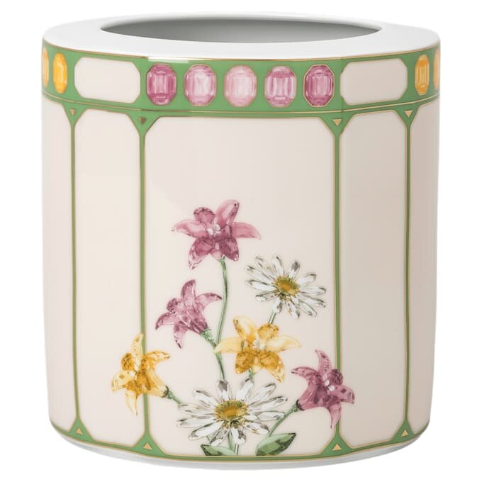 Váza Idyllia z porcelánu, motiv s krystalovým potiskem, mucholapka, střední, vícebarevná Váza Idyllia z porcelánu, motiv s krystalovým potiskem, mucholapka, střední, vícebarevná